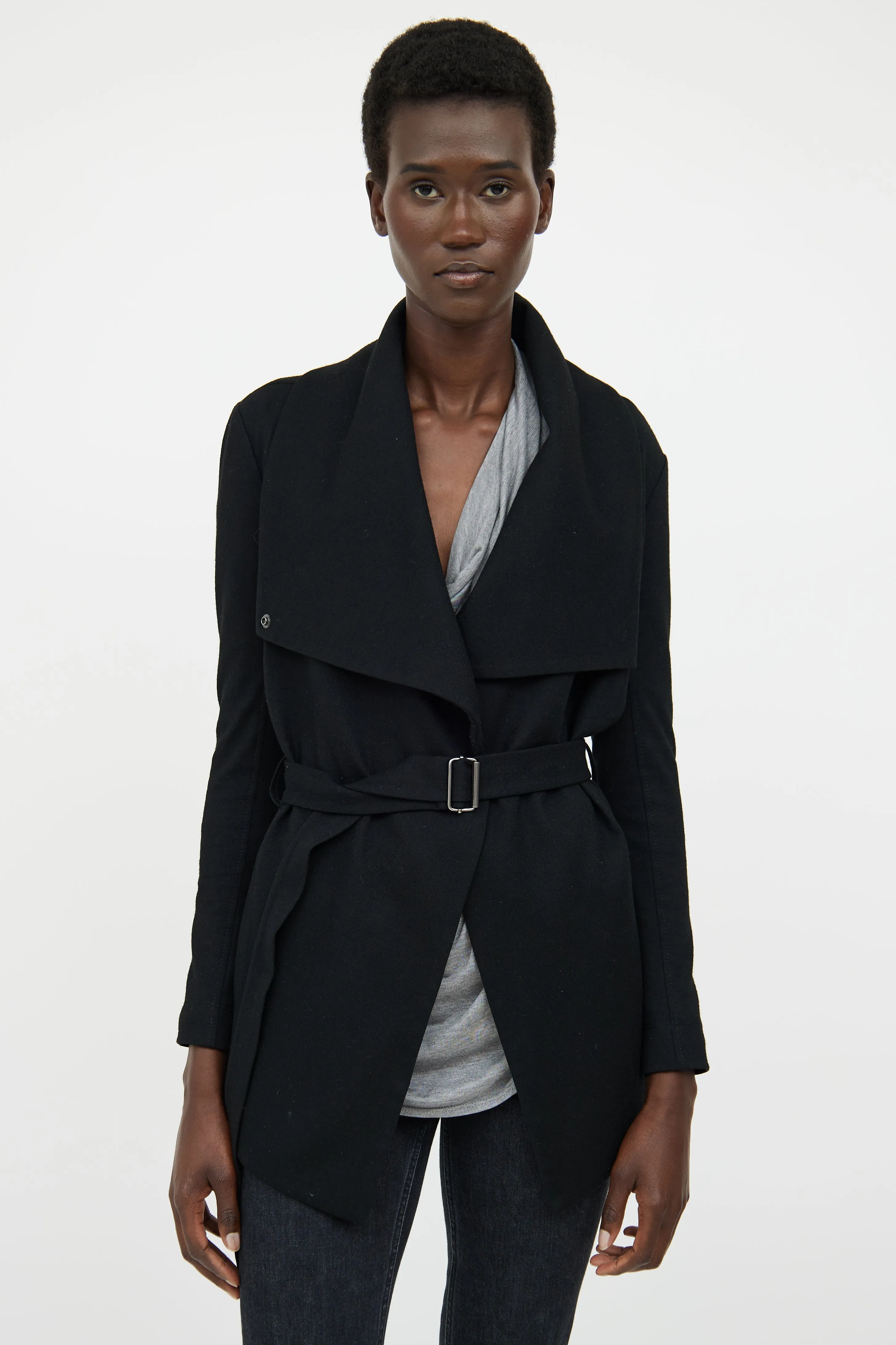 Black Wool Long Sleeve Jacket