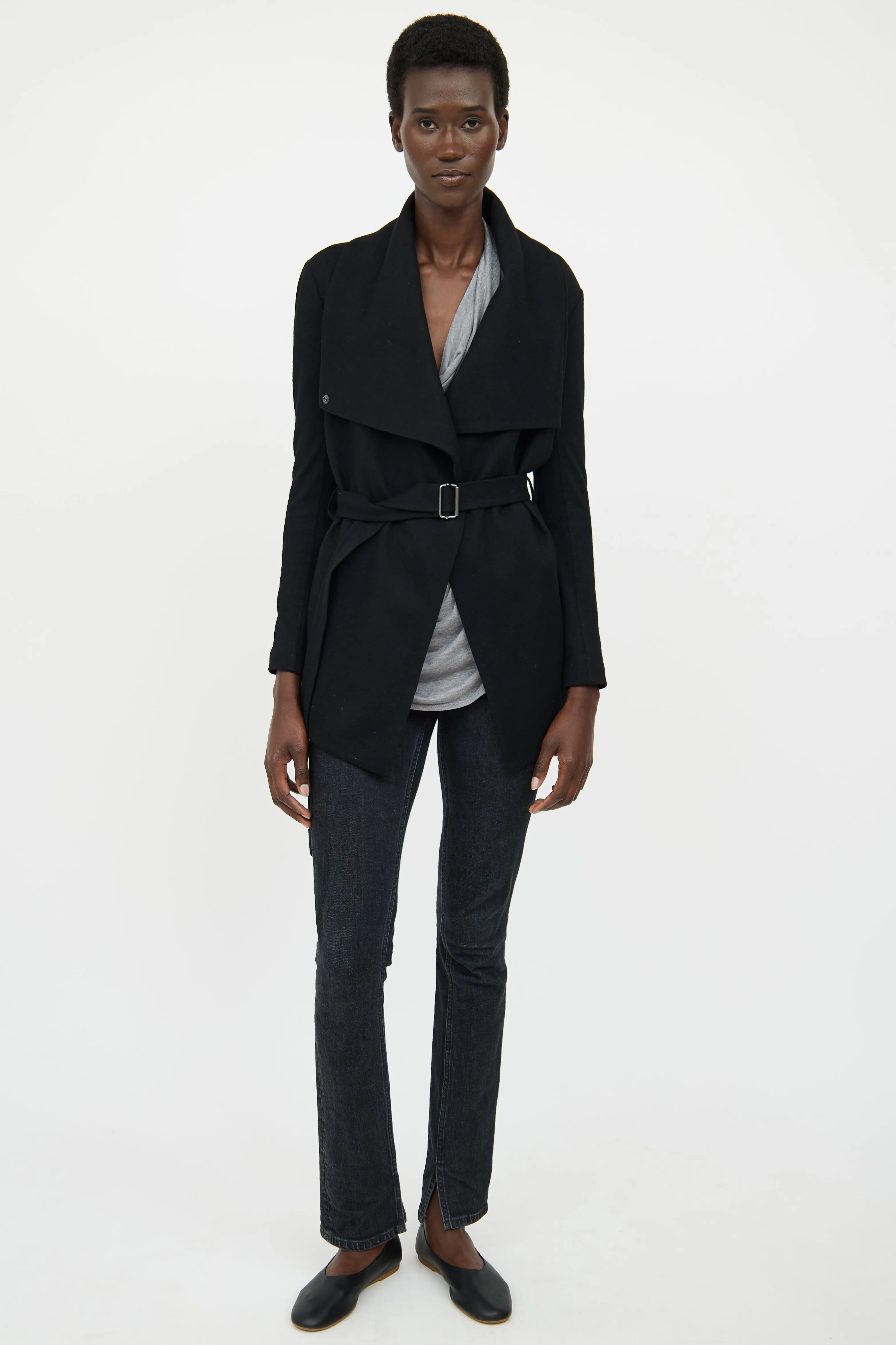 Black Wool Long Sleeve Jacket