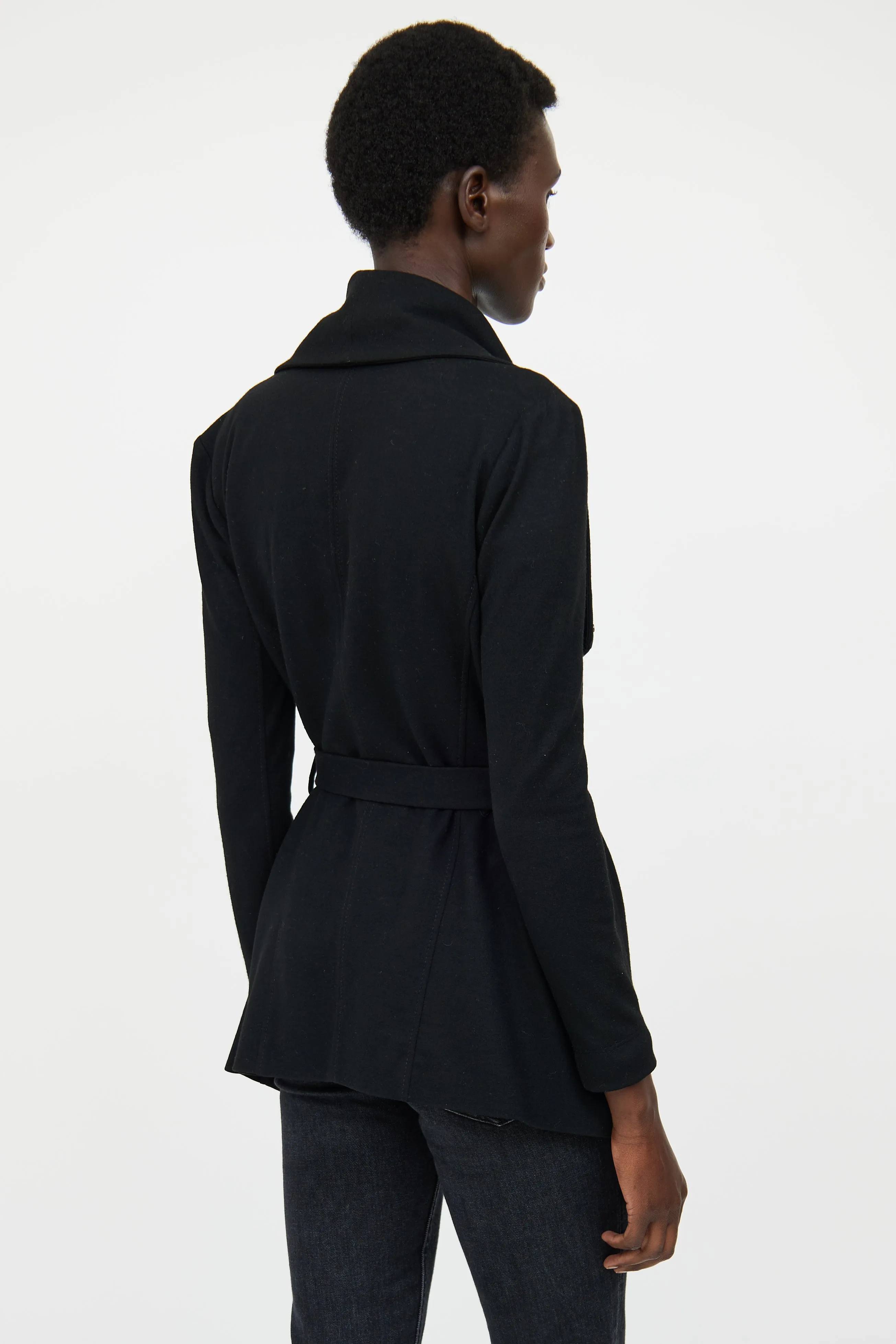 Black Wool Long Sleeve Jacket