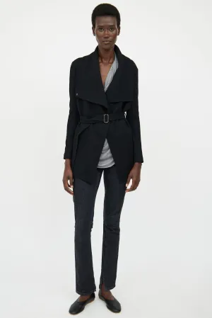 Black Wool Long Sleeve Jacket