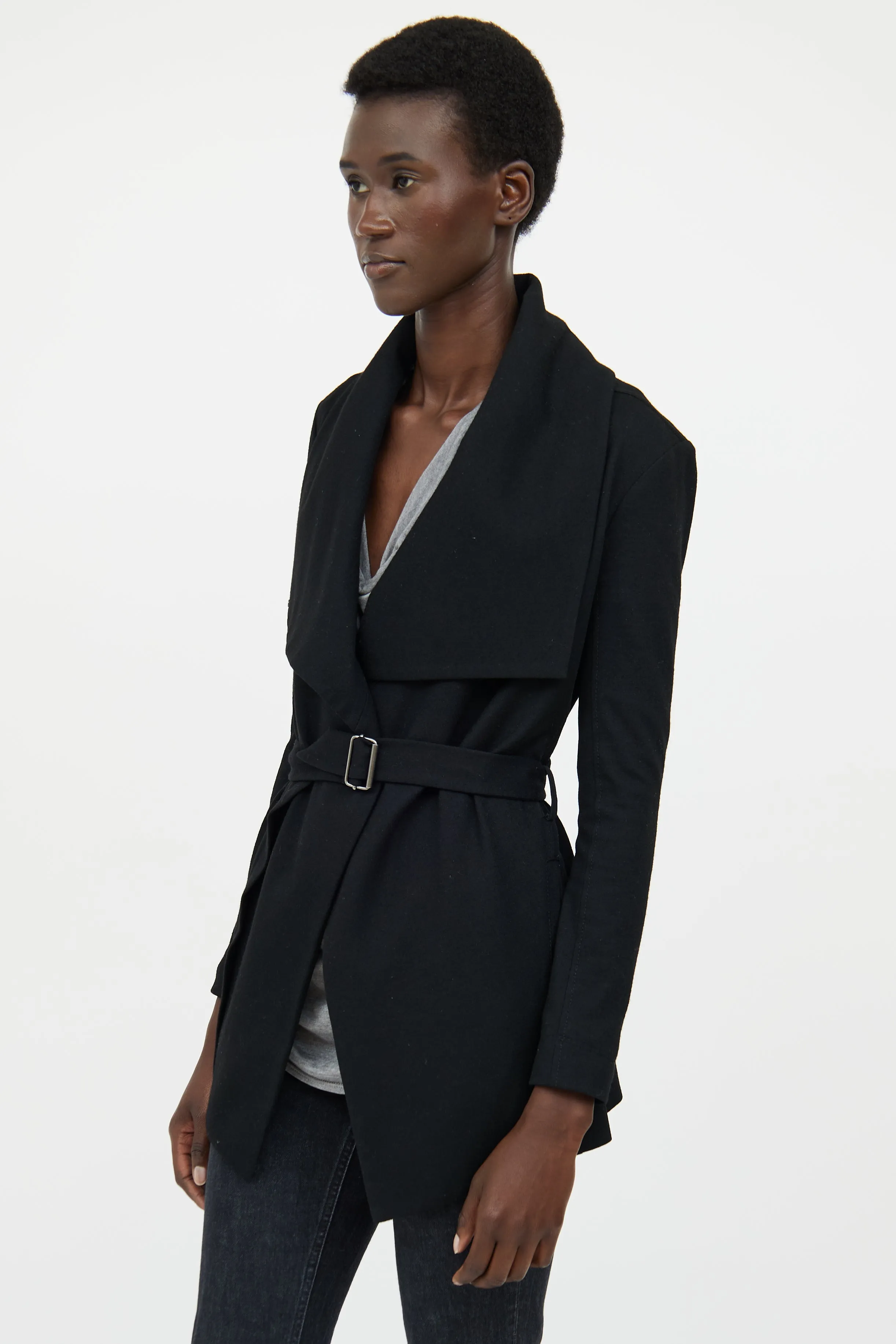 Black Wool Long Sleeve Jacket