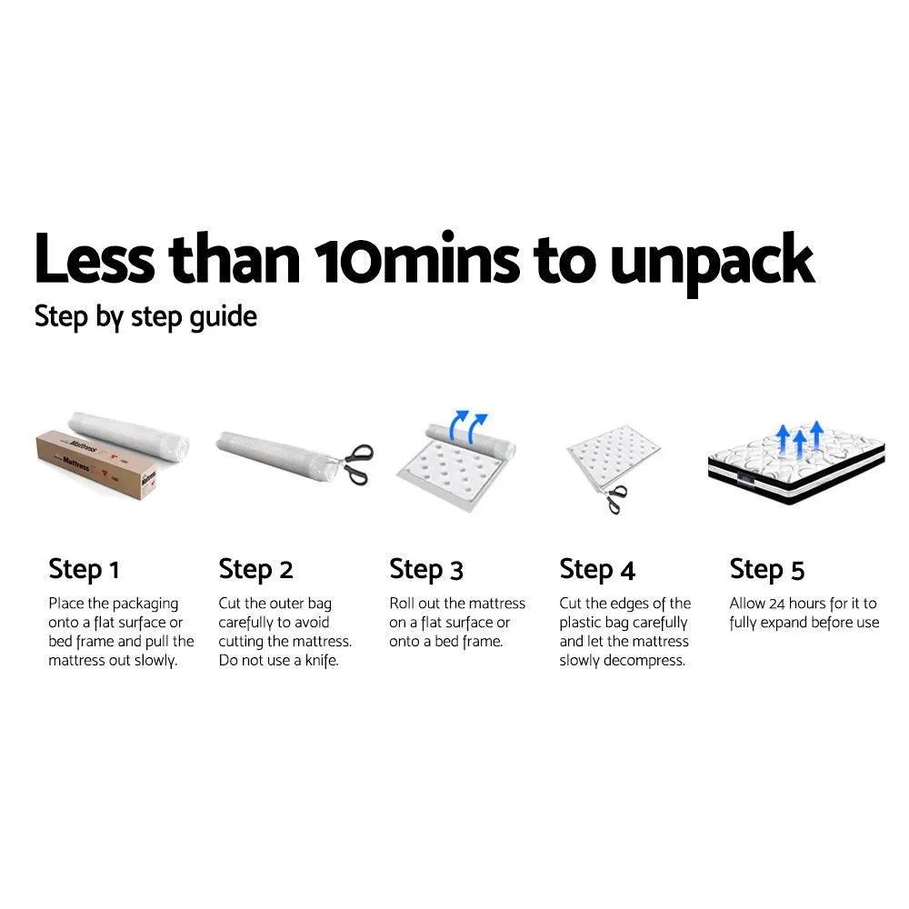 Giselle Bedding Lotus Tight Top Pocket Spring Mattress 30cm Thick  - Double