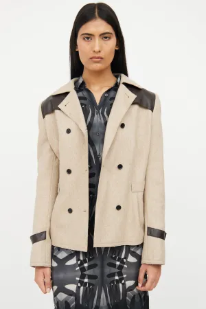Grey & Brown Wool Double Breasted Jacket