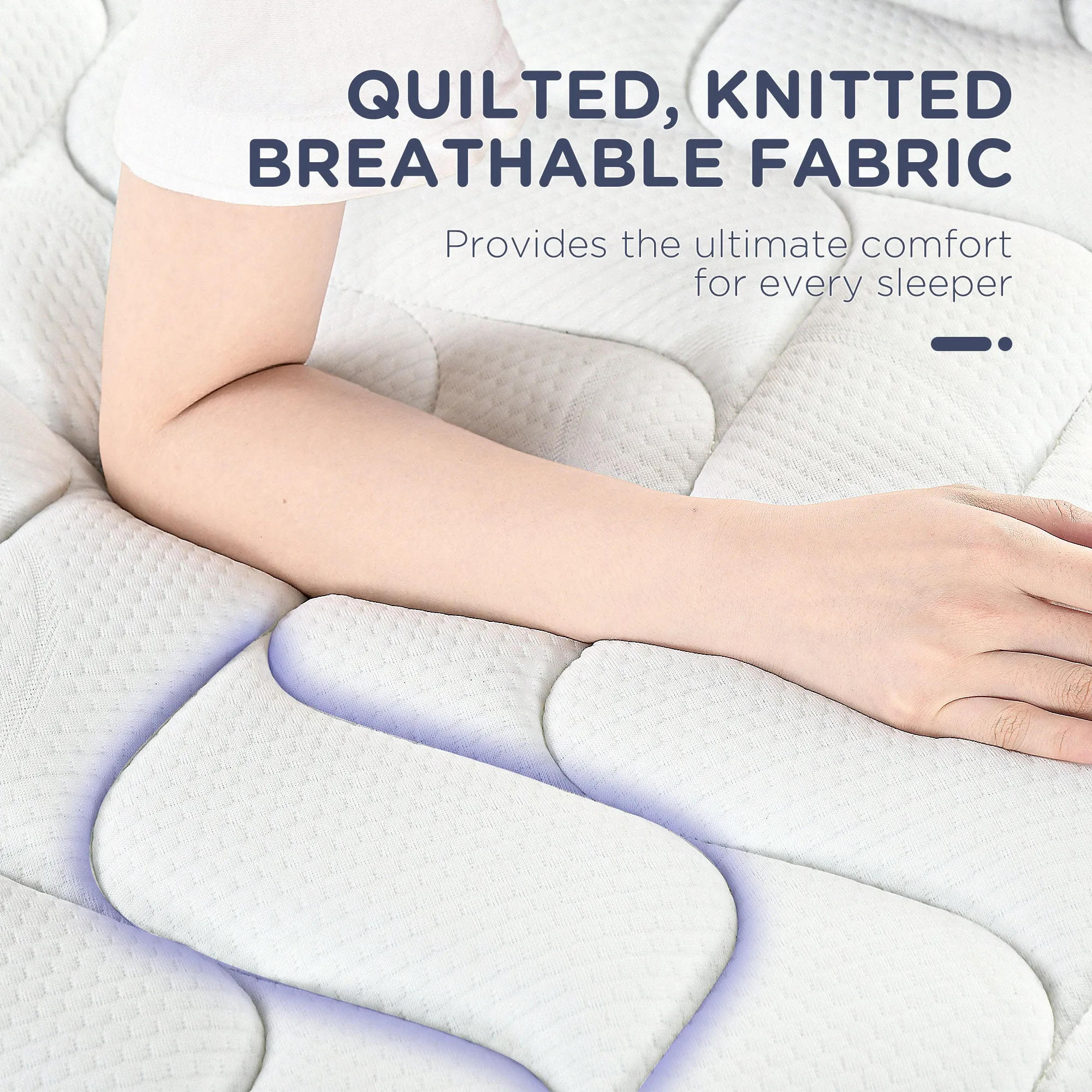 King Mattress, Pocket Sprung Mattress in a Box with Breathable Foam and Individually Wrapped Spring, 200cmx150cmx22.5cm, White