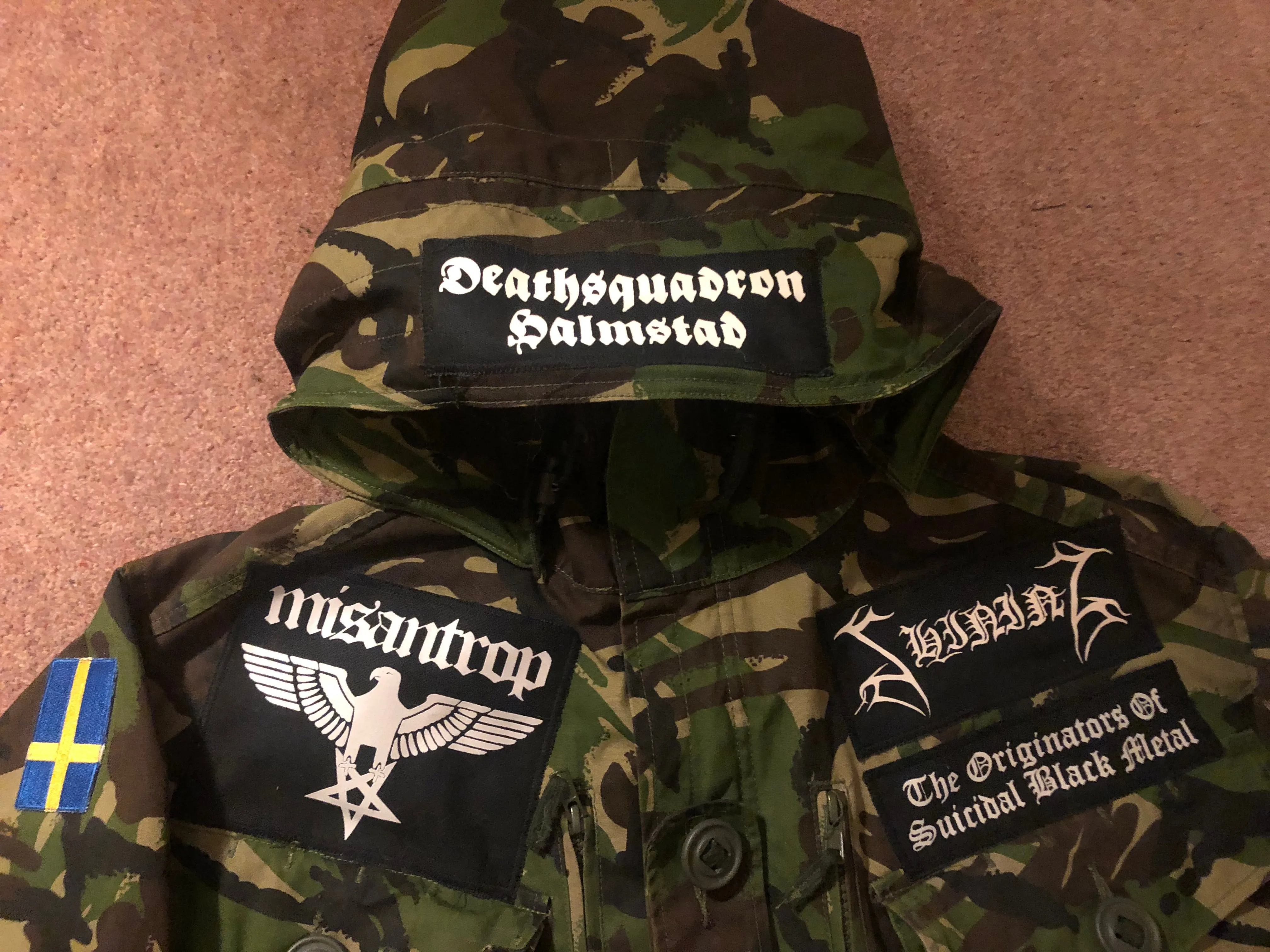 Shining Army Camouflage Woodland DPM Jacket Deathsquadron Halmstad Submit To Self Destructuion