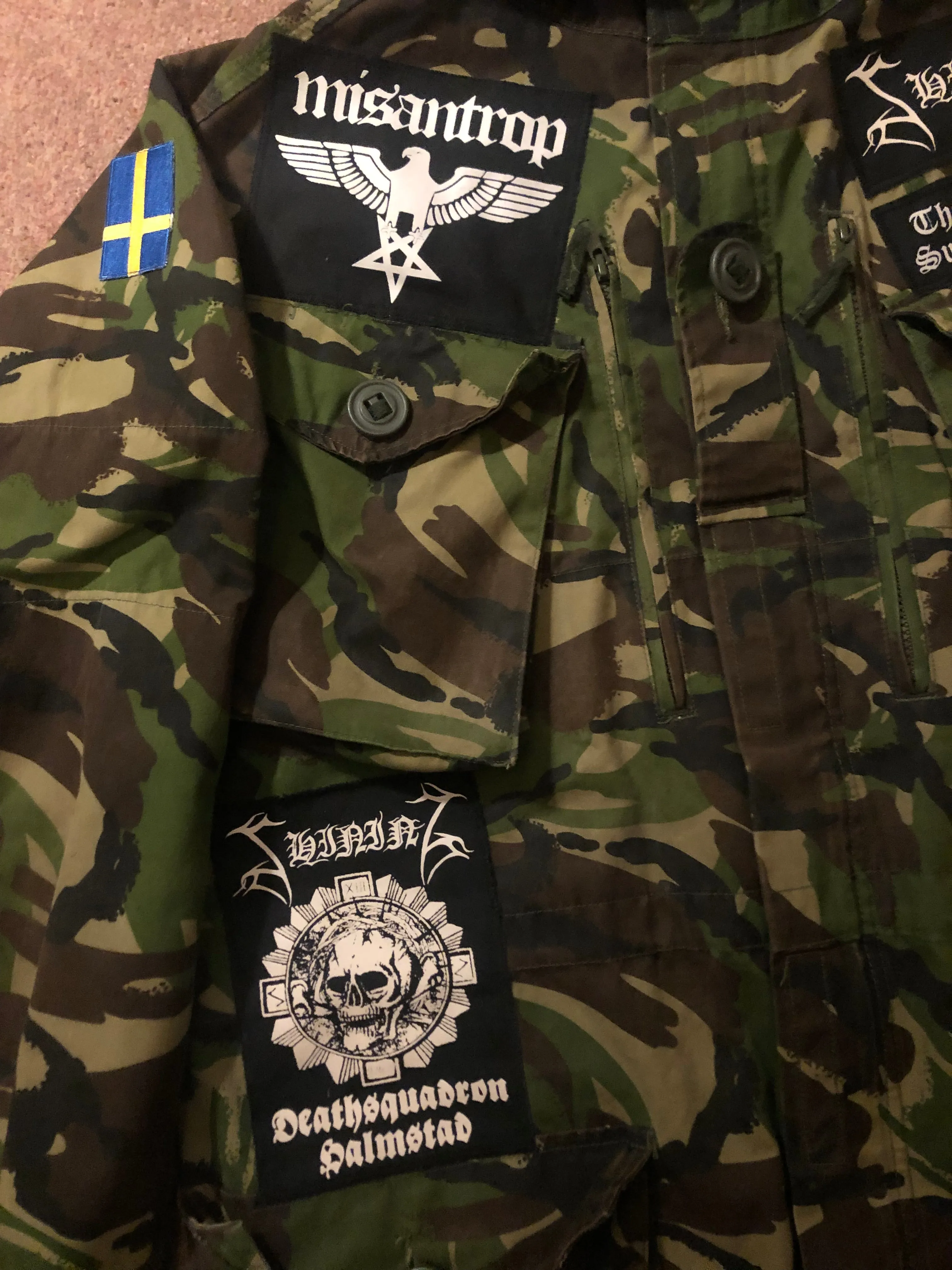 Shining Army Camouflage Woodland DPM Jacket Deathsquadron Halmstad Submit To Self Destructuion