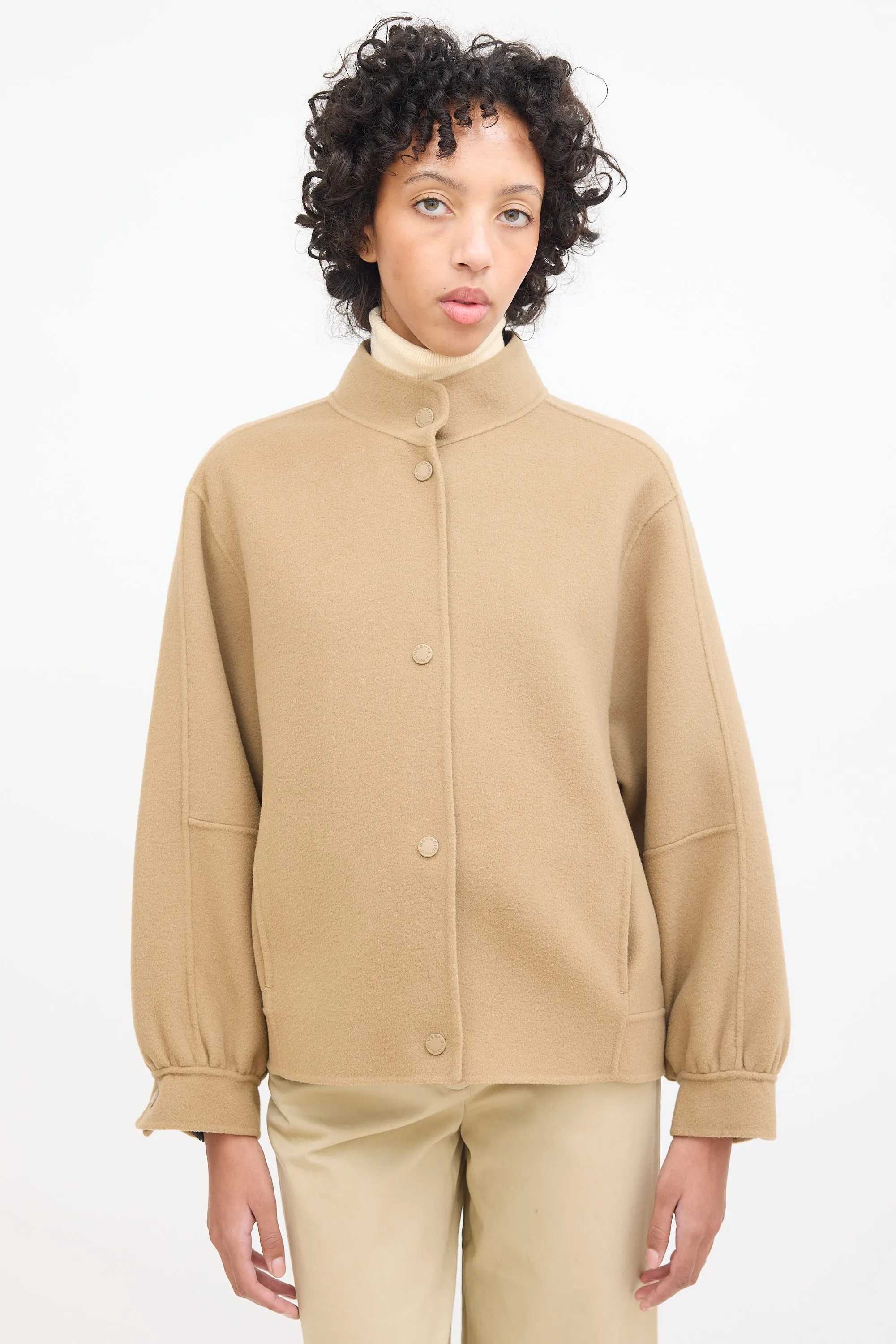 Weekend Brown Wool Stand Collar Jacket