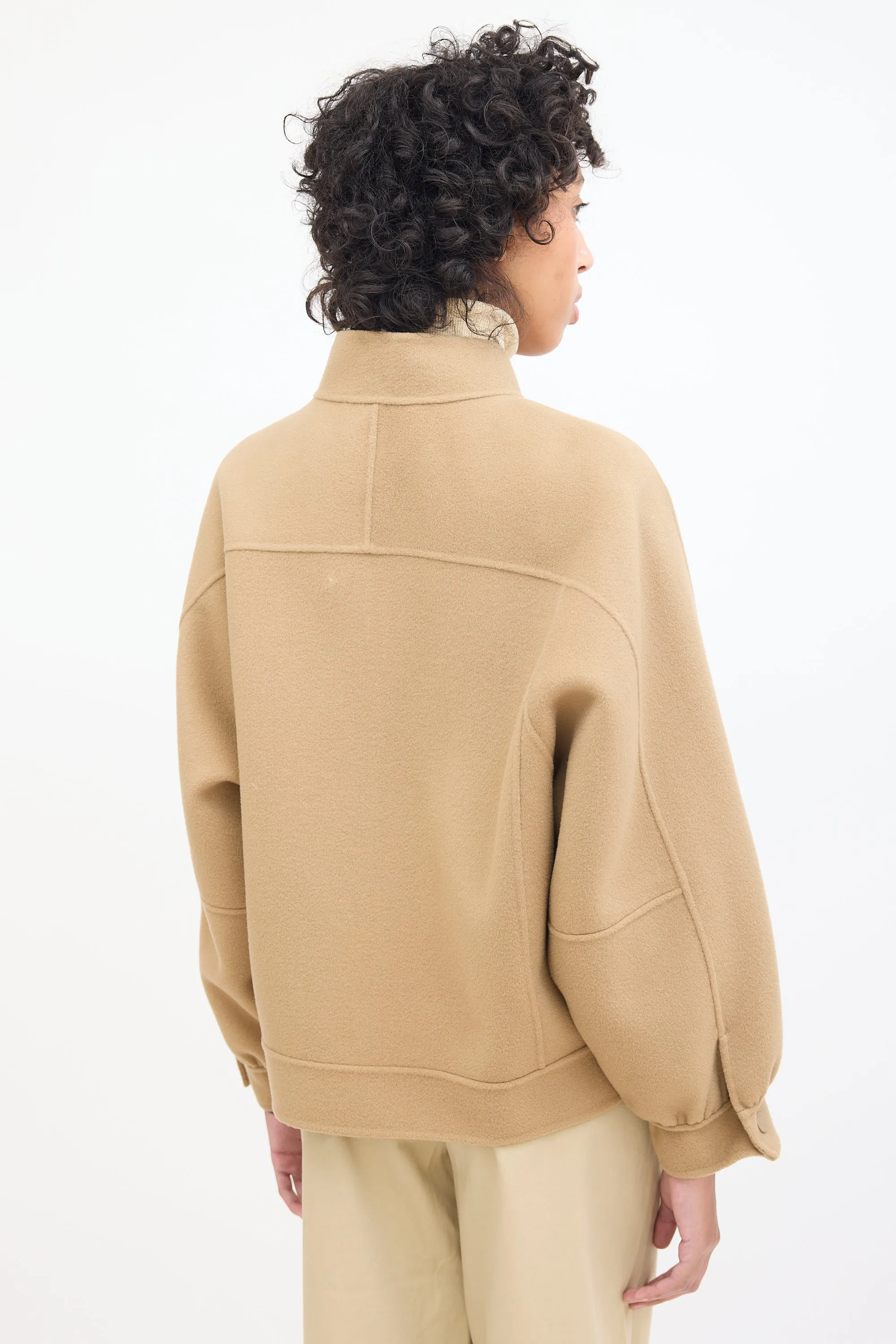 Weekend Brown Wool Stand Collar Jacket