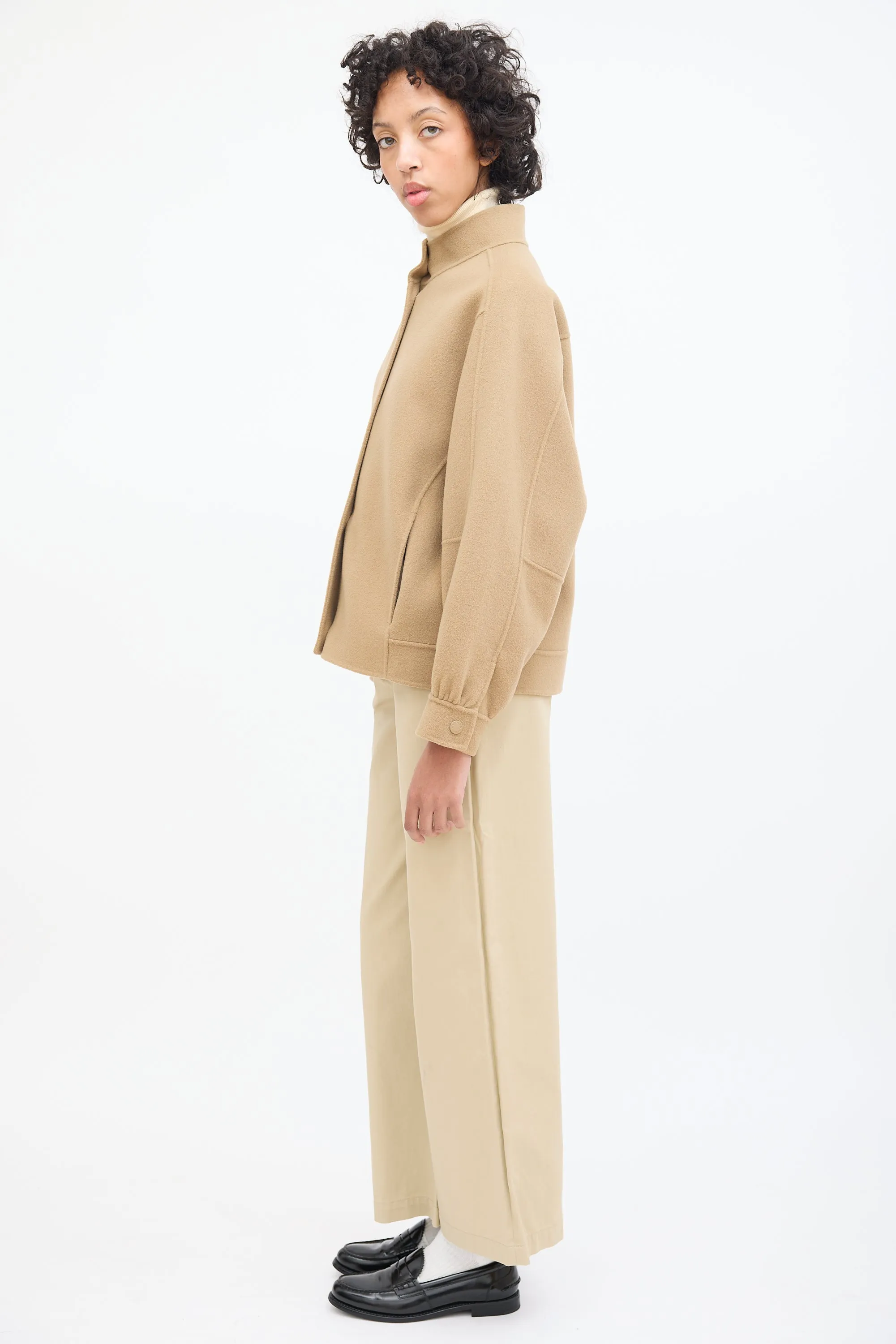 Weekend Brown Wool Stand Collar Jacket