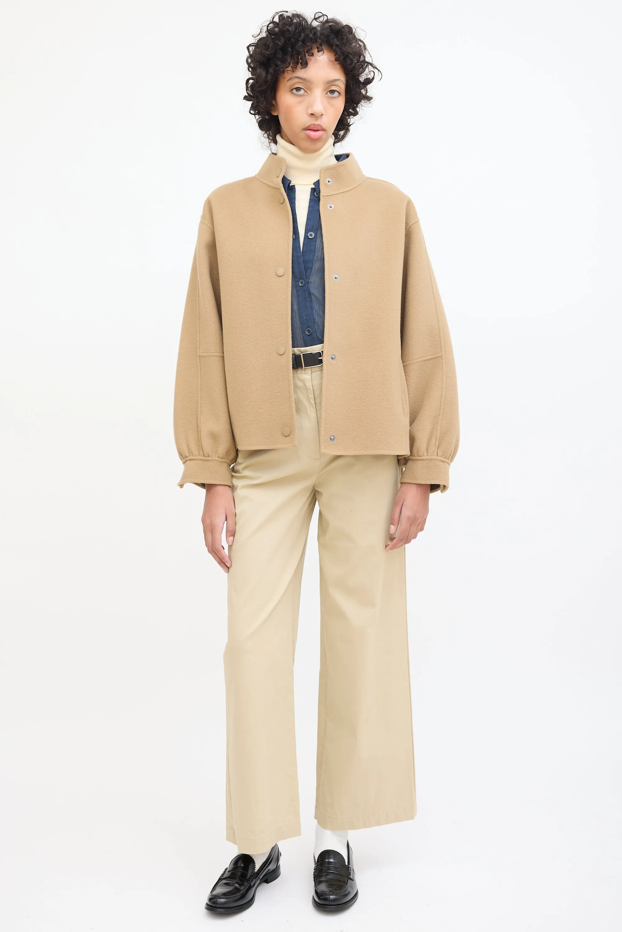 Weekend Brown Wool Stand Collar Jacket